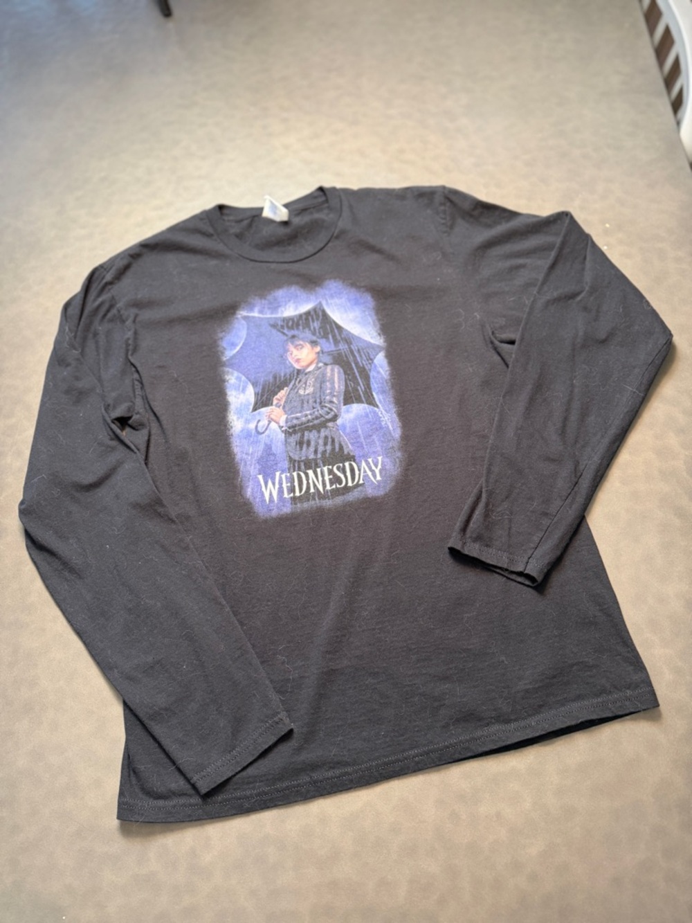 Wednesday Addams Graphic Long Sleeve Shirt Black Goth TV Show M